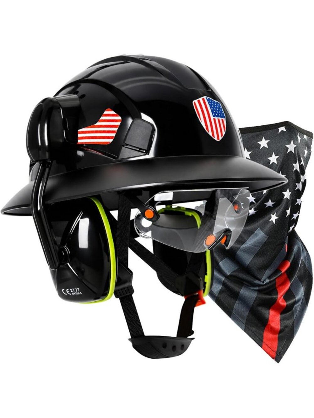 Full Brim Hard Hat with Visor, Earmuffs & Neck Gaiter - OSHA Approved Safety